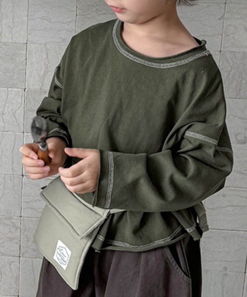 aimoha(アイモハ)の「【aimoha-KIDS-】配色ステッチロングスリーブTシャツ(Tシャツ/カットソー・キッズ・グレー/グリーン/パープル/ネイビー・120/110/100/90/80/130)」の18枚目の写真