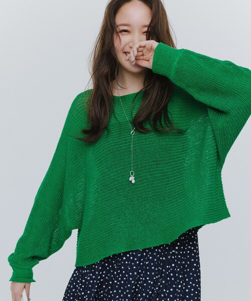 ARTS&SCIENCE ウールコットンシルク ドルマンスリーブニット グリーン ARTS&SCIENCE ウールコットンシルク ドルマンスリーブニット グリーン