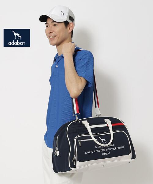 でかさかたん 新レーベル ADABAT NAVY】トリコロールボストンバッグ ゴルフバッグ 新