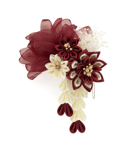 SOUBIEN(ソウビエン)の「flowerつまみ細工 髪飾り(和装小物・レディース・レッド系/ベージュ系/グレー系/ブラック系/ピンク系・FREE)」の5枚目の写真