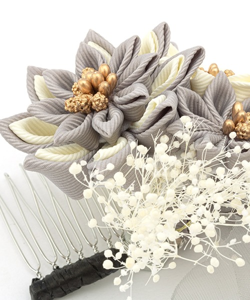 SOUBIEN(ソウビエン)の「flowerつまみ細工 髪飾り(和装小物・レディース・レッド系/ベージュ系/グレー系/ブラック系/ピンク系・FREE)」の11枚目の写真