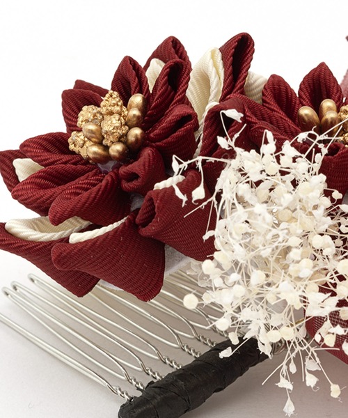 SOUBIEN(ソウビエン)の「flowerつまみ細工 髪飾り(和装小物・レディース・レッド系/ベージュ系/グレー系/ブラック系/ピンク系・FREE)」の19枚目の写真