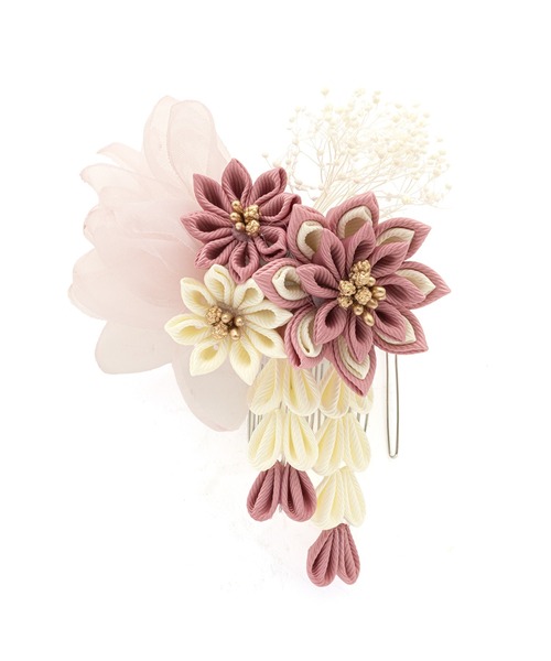 SOUBIEN(ソウビエン)の「flowerつまみ細工 髪飾り(和装小物・レディース・レッド系/ベージュ系/グレー系/ブラック系/ピンク系・FREE)」の16枚目の写真
