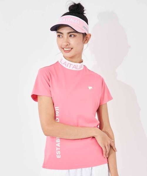FILA GOLF（フィラゴルフ ）の「リブ衿半袖モックネックシャツ（シャツ/ブラウス・レディース・ピンク/ホワイト/ブラック・MEDIUM/LARGE/SMALL/X-SMALL）」の3枚目の写真