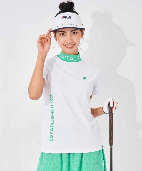 FILA GOLF（フィラゴルフ ）の「リブ衿半袖モックネックシャツ（シャツ/ブラウス・レディース・ピンク/ホワイト/ブラック・MEDIUM/LARGE/SMALL/X-SMALL）」の4枚目の写真