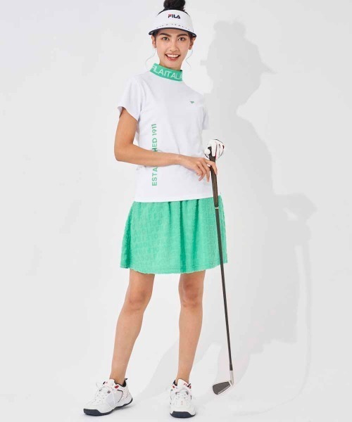 FILA GOLF（フィラゴルフ ）の「リブ衿半袖モックネックシャツ（シャツ/ブラウス・レディース・ピンク/ホワイト/ブラック・MEDIUM/LARGE/SMALL/X-SMALL）」の7枚目の写真