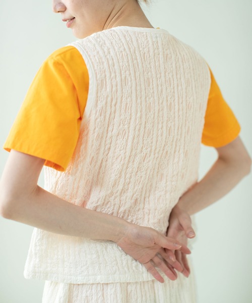 PAR ICI（パーリッシィ）の「【WEB別注カラー】ストライプ刺繍 ベスト(セットアップ対応)（ベスト・レディース・ホワイト/チェック/ブラック・FREE）」の20枚目の写真