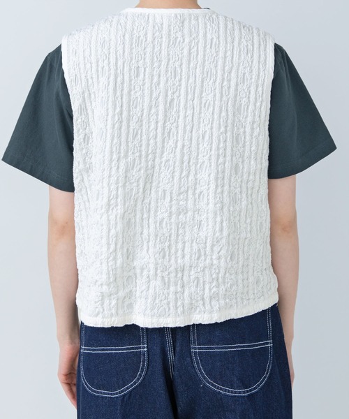 PAR ICI（パーリッシィ）の「【WEB別注カラー】ストライプ刺繍 ベスト(セットアップ対応)（ベスト・レディース・ホワイト/チェック/ブラック・FREE）」の7枚目の写真