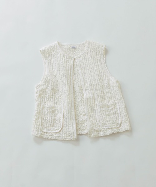 PAR ICI（パーリッシィ）の「【WEB別注カラー】ストライプ刺繍 ベスト(セットアップ対応)（ベスト・レディース・ホワイト/チェック/ブラック・FREE）」の14枚目の写真