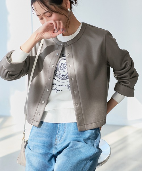 ROPE' PICNIC(ロペピクニック)の「マシュマロカーディーブルゾン(ブルゾン・レディース・チャコールグレー/キナリ/ベージュ系その他2・38)」の3枚目の写真