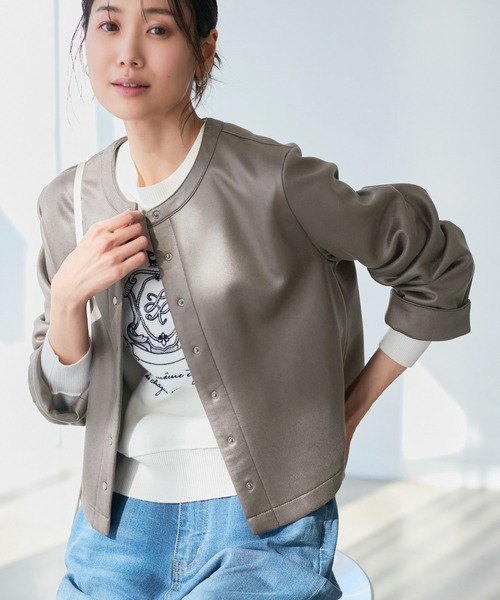 ROPE' PICNIC(ロペピクニック)の「マシュマロカーディーブルゾン(ブルゾン・レディース・チャコールグレー/キナリ/ベージュ系その他2・38)」の6枚目の写真