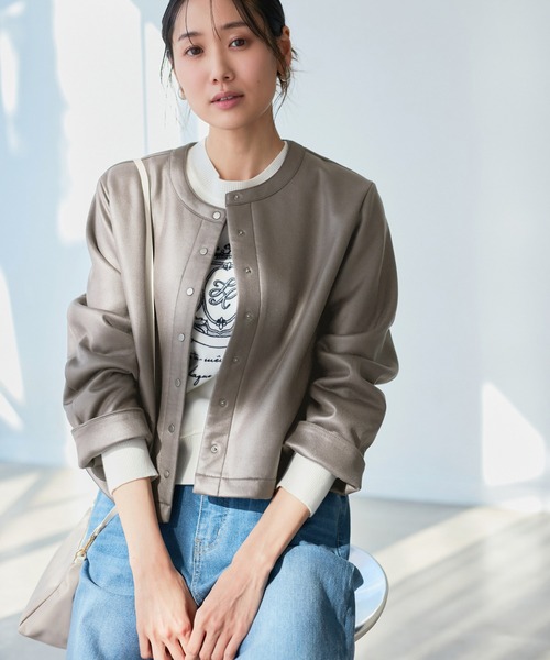 ROPE' PICNIC(ロペピクニック)の「マシュマロカーディーブルゾン(ブルゾン・レディース・チャコールグレー/キナリ/ベージュ系その他2・38)」の7枚目の写真