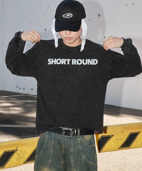 SHORT ROUND(ショートラウンド)の「SHORT ROUND/ケミカルウォッシュグラフィックT(Tシャツ/カットソー・メンズ・ブラック/グレー・MEDIUM/LARGE)」の1枚目の写真
