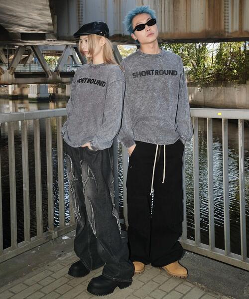 SHORT ROUND(ショートラウンド)の「SHORT ROUND/ケミカルウォッシュグラフィックT(Tシャツ/カットソー・メンズ・ブラック/グレー・MEDIUM/LARGE)」の4枚目の写真