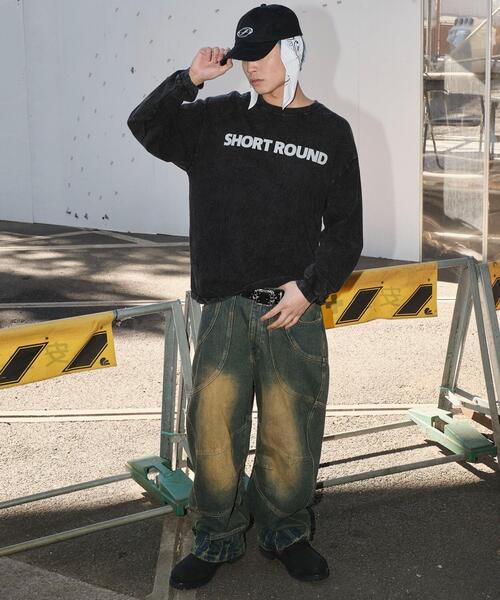 SHORT ROUND(ショートラウンド)の「SHORT ROUND/ケミカルウォッシュグラフィックT(Tシャツ/カットソー・メンズ・ブラック/グレー・MEDIUM/LARGE)」の8枚目の写真
