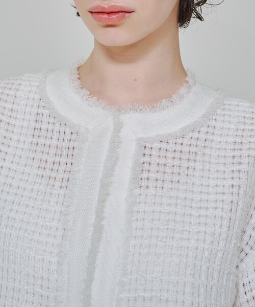 DRESSTERIOR（ドレステリア）の「【スタイリスト福田麻琴さんコラボ】シアーツイードジャケット（ノーカラージャケット・レディース・ブラック/ホワイト・38/36）」の18枚目の写真