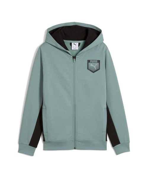 PUMA(プーマ)の「PUMA プーマ ボーイズ アクティブ スポーツ グラフィック フーディ 120-160cm(パーカー・キッズ・グリーン系その他/ブラック・120/130/160/150/140)」の1枚目の写真