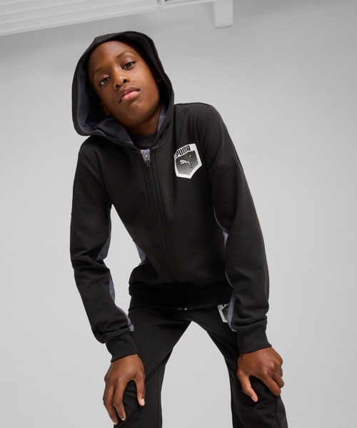 PUMA(プーマ)の「PUMA プーマ ボーイズ アクティブ スポーツ グラフィック フーディ 120-160cm(パーカー・キッズ・グリーン系その他/ブラック・120/130/160/150/140)」の2枚目の写真