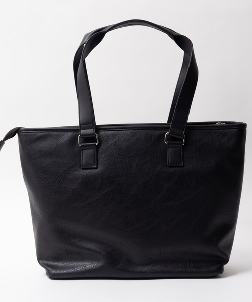 NAVY(ネイビー)の「NAVY ポリデニム・合皮切替トートバッグ(トートバッグ・メンズ・ブラック/ネイビー・フリー)」の3枚目の写真