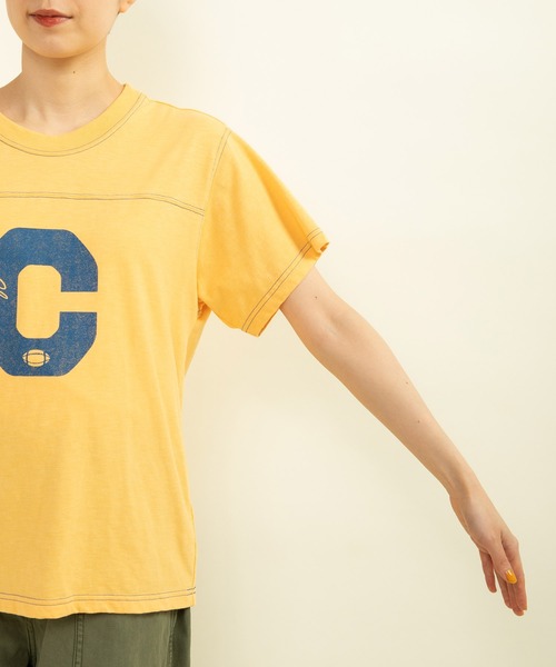 CHILD WOMAN（チャイルドウーマン）の「19/-ECO天竺 レタードTシャツ（Tシャツ/カットソー・レディース・チャコールグレー/イエロー・FREE）」の6枚目の写真
