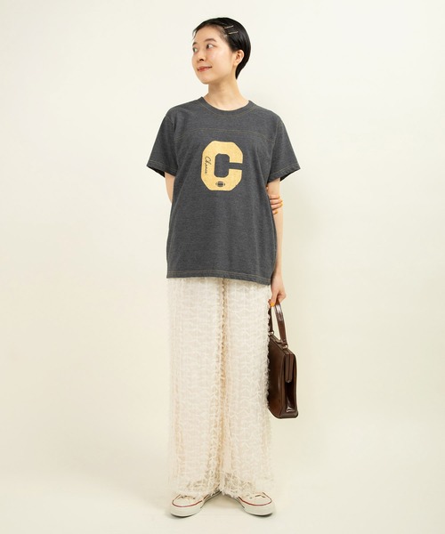 tシャツ 19/-ECO天竺 レタードTシャツ レディース 19/-ECO天竺 レタードTシャツ（Tシャツ/カットソー）｜CHILD