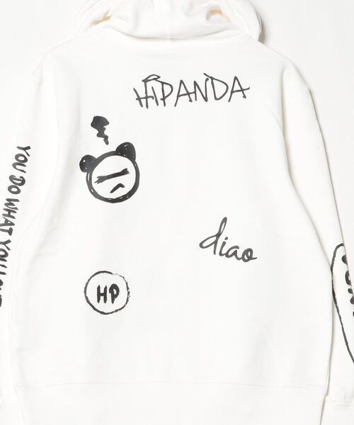 HIPANDA(ハイパンダ)の「(HIPANDA ハイパンダ) 男女兼用 HIIPANDA グラフィティ ロゴ フーディー(パーカー・メンズ・ブラック/ホワイト・LARGE/MEDIUM/SMALL)」の4枚目の写真