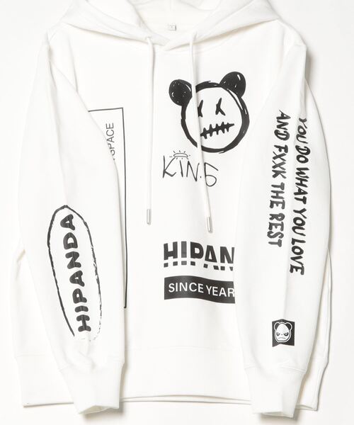 HIPANDA(ハイパンダ)の「(HIPANDA ハイパンダ) 男女兼用 HIIPANDA グラフィティ ロゴ フーディー(パーカー・メンズ・ブラック/ホワイト・LARGE/MEDIUM/SMALL)」の5枚目の写真