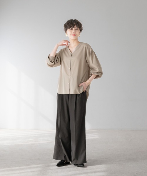 Elura(エルーラ)の「リネンコンワイドパンツ/316564(その他パンツ・レディース・チャコールグレー/ブラウン系その他/ライトベージュ・MEDIUM/LARGE/FREE(S))」の9枚目の写真