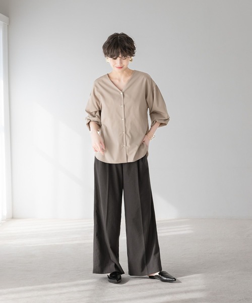 Elura(エルーラ)の「リネンコンワイドパンツ/316564(その他パンツ・レディース・チャコールグレー/ブラウン系その他/ライトベージュ・MEDIUM/LARGE/FREE(S))」の8枚目の写真