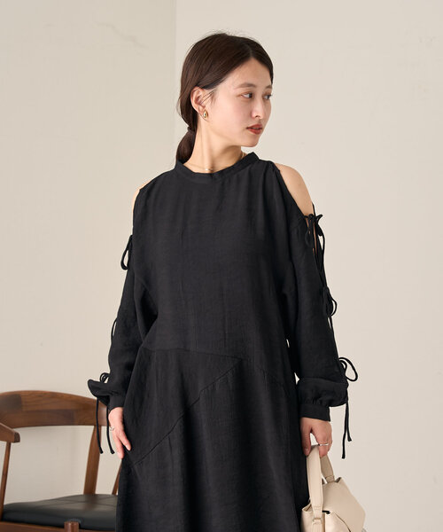 Kastane（カスタネ）の「【低身長サイズ/2サイズ展開/オケージョンドレス/結婚式】B 袖リボンワンピース（ワンピース・レディース・ブルー系その他/ブラック/アイボリー・1/0）」の13枚目の写真