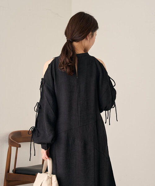 Kastane（カスタネ）の「【低身長サイズ/2サイズ展開/オケージョンドレス/結婚式】B 袖リボンワンピース（ワンピース・レディース・ブルー系その他/ブラック/アイボリー・1/0）」の15枚目の写真