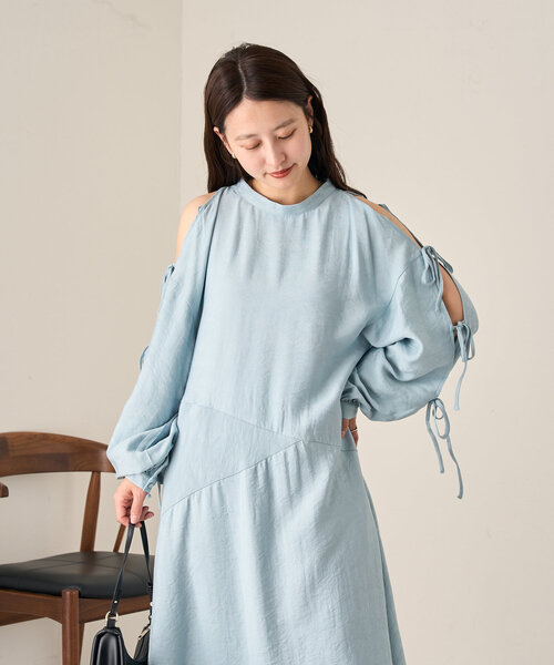 Kastane（カスタネ）の「【低身長サイズ/2サイズ展開/オケージョンドレス/結婚式】B 袖リボンワンピース（ワンピース・レディース・ブルー系その他/ブラック/アイボリー・1/0）」の20枚目の写真