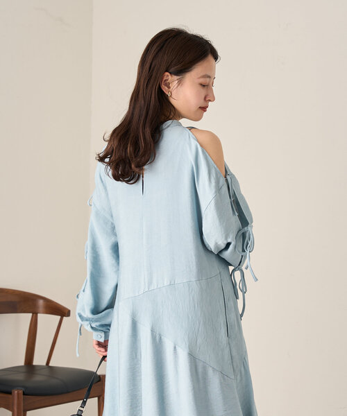 Kastane（カスタネ）の「【低身長サイズ/2サイズ展開/オケージョンドレス/結婚式】B 袖リボンワンピース（ワンピース・レディース・ブルー系その他/ブラック/アイボリー・1/0）」の22枚目の写真