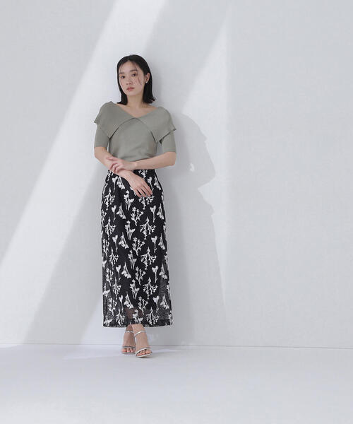 今期◇新品◇NBB◇シアーフラワーナロースカート ナチュラルビューティーベーシック NATURAL BEAUTY BASIC シアー