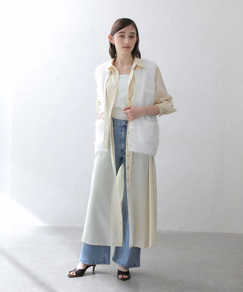 La TOTALITE（ラトータリテ）の「【洗える】タックシャツワンピース（シャツワンピース・レディース・ベージュ/ネイビー/ブルー・36/38）」の6枚目の写真