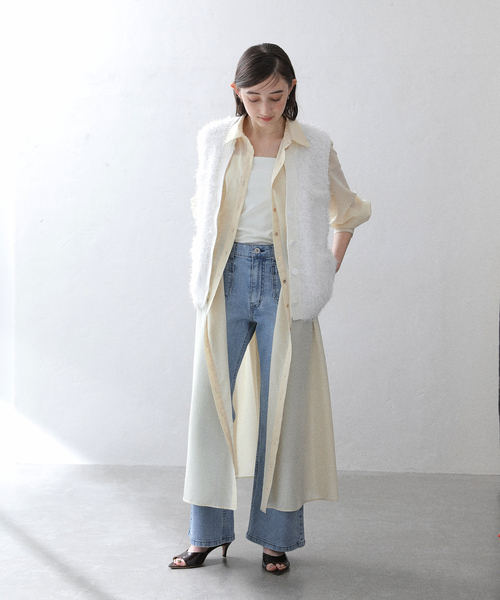 La TOTALITE（ラトータリテ）の「【洗える】タックシャツワンピース（シャツワンピース・レディース・ベージュ/ネイビー/ブルー・36/38）」の7枚目の写真