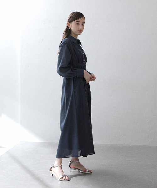 La TOTALITE（ラトータリテ）の「【洗える】タックシャツワンピース（シャツワンピース・レディース・ベージュ/ネイビー/ブルー・36/38）」の12枚目の写真
