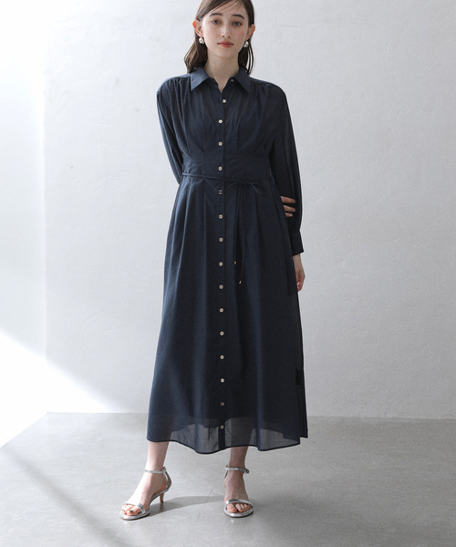 La TOTALITE（ラトータリテ）の「【洗える】タックシャツワンピース（シャツワンピース・レディース・ベージュ/ネイビー/ブルー・36/38）」の14枚目の写真