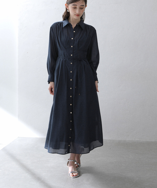 La TOTALITE（ラトータリテ）の「【洗える】タックシャツワンピース（シャツワンピース・レディース・ベージュ/ネイビー/ブルー・36/38）」の15枚目の写真