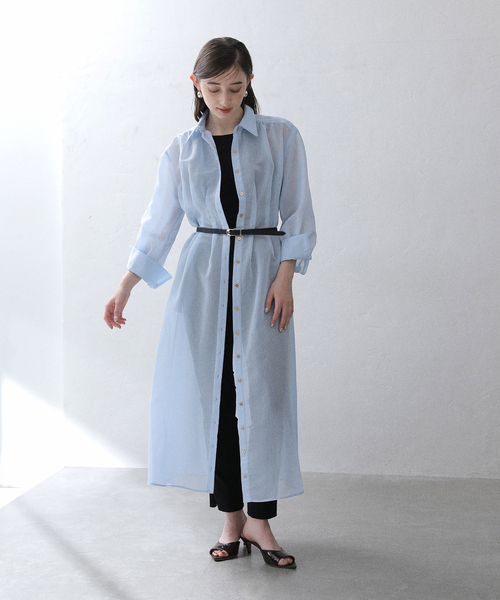 La TOTALITE（ラトータリテ）の「【洗える】タックシャツワンピース（シャツワンピース・レディース・ベージュ/ネイビー/ブルー・36/38）」の19枚目の写真