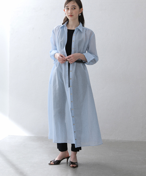 La TOTALITE（ラトータリテ）の「【洗える】タックシャツワンピース（シャツワンピース・レディース・ベージュ/ネイビー/ブルー・36/38）」の21枚目の写真