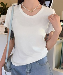 クルーネックレーヨンTシャツ