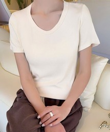 クルーネックレーヨンTシャツ
