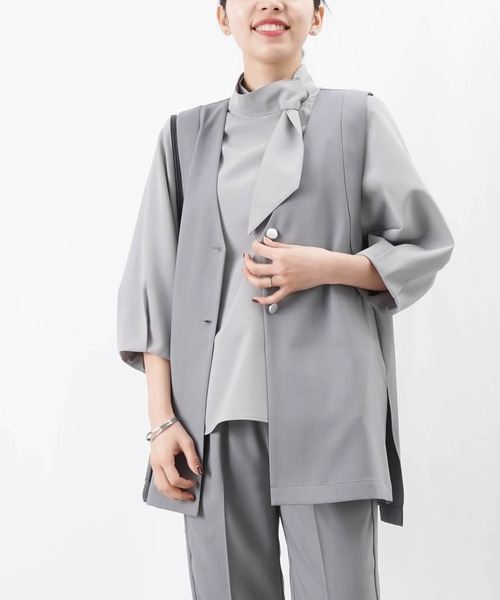 LUCA/LADY LUCK LUCA(ルカ/レディラックルカ)の「LC/LLL ボウタイ袖口タックブラウス(シャツ/ブラウス・レディース・ネイビー/アイボリー/グレー・FREE)」の3枚目の写真