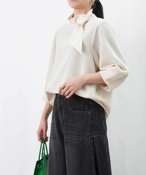 LUCA/LADY LUCK LUCA(ルカ/レディラックルカ)の「LC/LLL ボウタイ袖口タックブラウス(シャツ/ブラウス・レディース・ネイビー/アイボリー/グレー・FREE)」の8枚目の写真