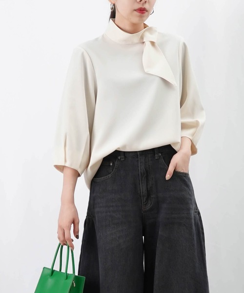 LUCA/LADY LUCK LUCA(ルカ/レディラックルカ)の「LC/LLL ボウタイ袖口タックブラウス(シャツ/ブラウス・レディース・ネイビー/アイボリー/グレー・FREE)」の12枚目の写真