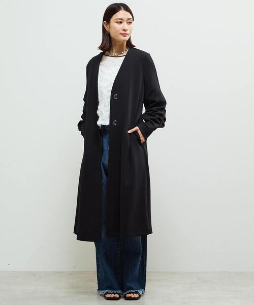 SOFFITTO（ソフィット）の「《定番》ノーカラータックスリーブコート（その他アウター・レディース・ブラック/ライトグレー・FREE）」の4枚目の写真