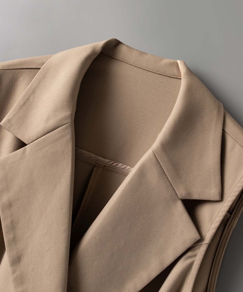 SAISON DE PAPILLON（セゾンドパピヨン）の「【高評価】ノースリーブマーメイドトレンチ風ワンピース（ワンピース・レディース・ブラック/ダークベージュ・L/M/S）」の8枚目の写真