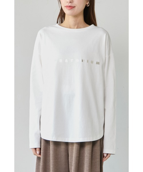 M.deux(エムドゥ)の「◎箔プリントロンT◎(Tシャツ/カットソー・レディース・オフホワイト/ブラック・MEDIUM)」の6枚目の写真
