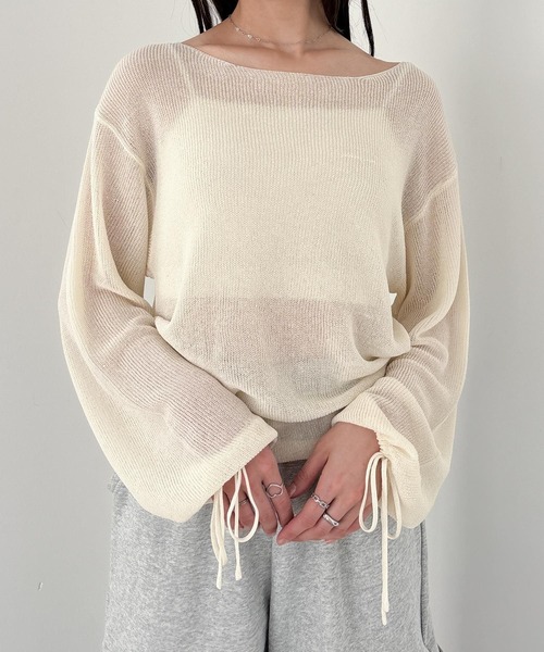 Heather(ヘザー)の「スパンコールメッシュニット 326336(ニット/セーター・レディース・アイボリー/ブルー/ピンク・FREE)」の4枚目の写真